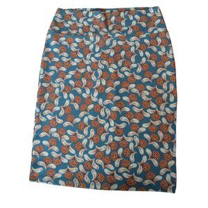 LuLaRoe Cassie Womens Pencil Skirt Size M Blue Orange Floral Pattern Spring East
